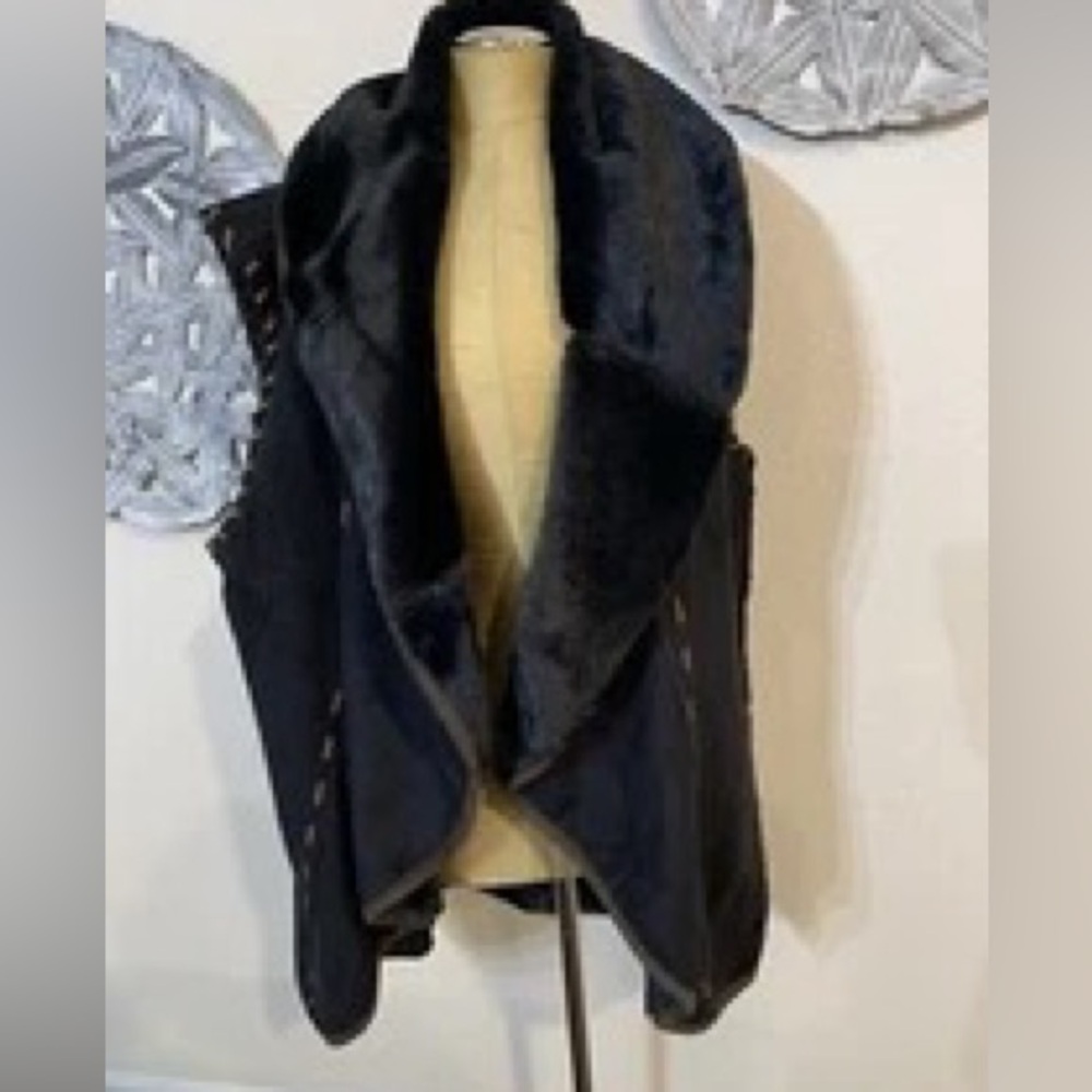 Tasha Polizzi Black Faux Fur Vest